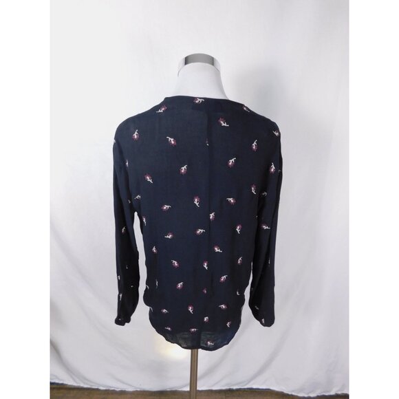 Blue Rain Embroidered Wrap Blouse L Boho Cottagecore Francesca's - Picture 2 of 12